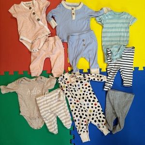 0-3 MONTH BABY BUNDLE! Cute solid, stripes, and dots!